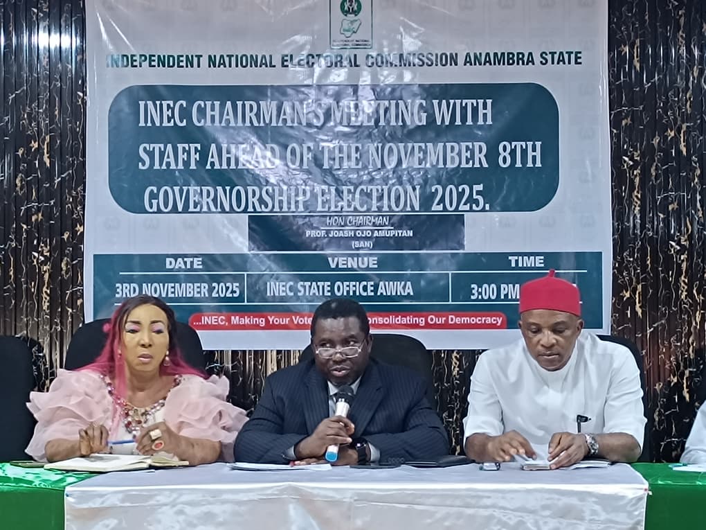 GOODWILL MESSAGE BY THE CHAIRMAN, INDEPENDENT NATIONAL ELECTORAL COMMISSION (INEC), PROFESSOR JOASH O AMUPITAN (SAN), ON THE OCCASION OF THE SIGNING OF PEACE ACCORD AHEAD OF THE ANAMBRA STATE OFF-CYCLE GOVERNORSHIP ELECTION HELD ON MONDAY, 3RD NOVEMBER 2025